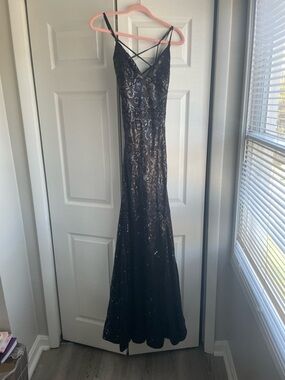 slim fit dress slacks Celina Sequin Lace-Up High Slit Mermaid Dress main image 0